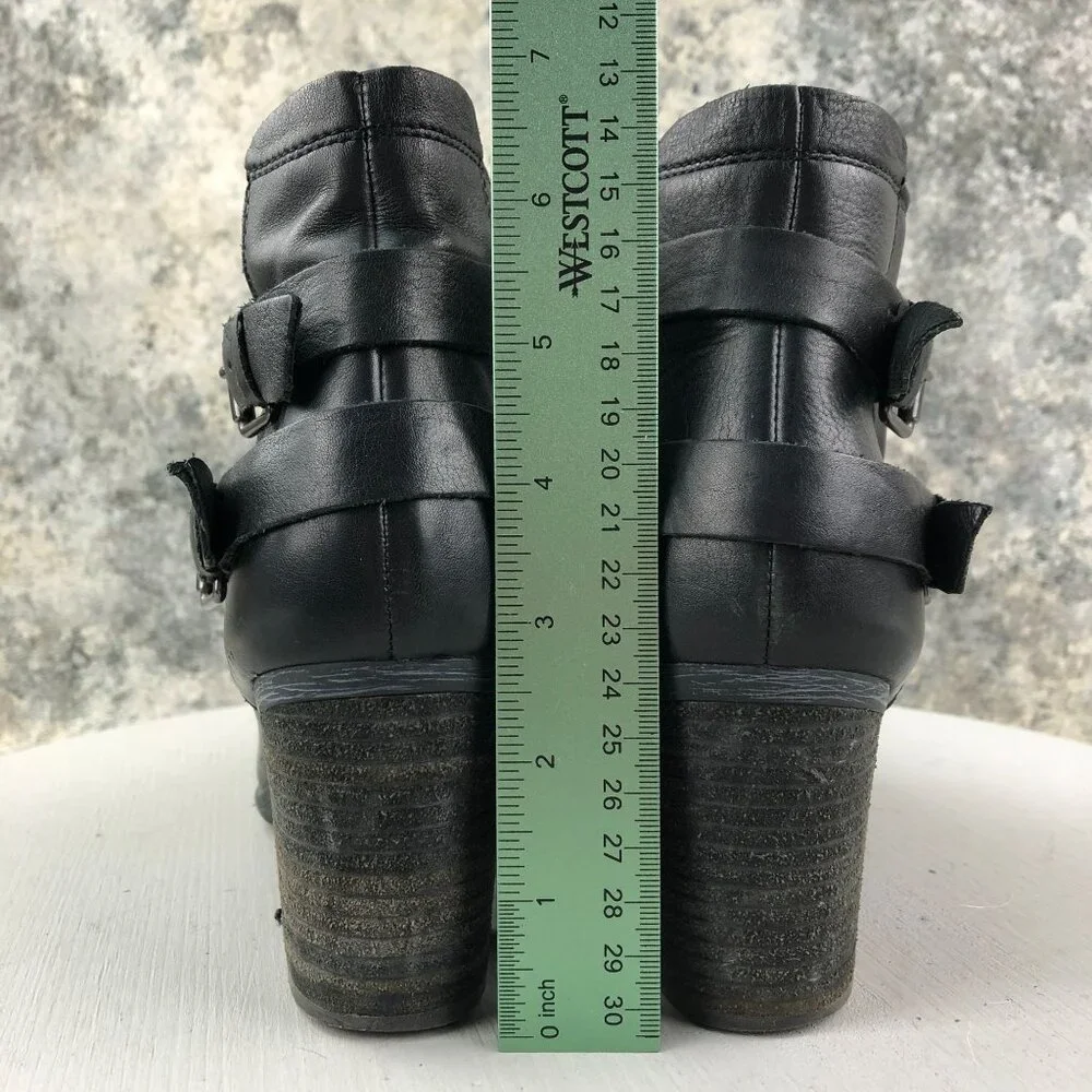 Josef Seibel Women's Size 39 (8-8.5) Britney Black Leather Buckle Ankle Boots